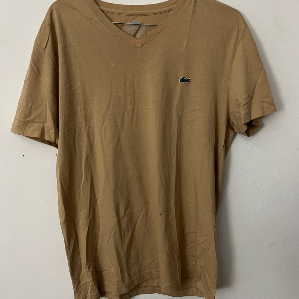 Lacoste Men's Brown V-Neck Tee